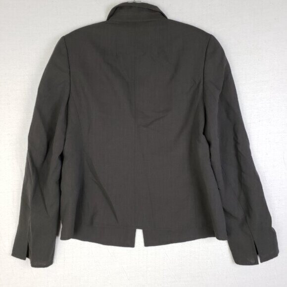 AKRIS 100% Wool Blazer Dark Gray Snap Button Jacket size 10 Career Minimalist - Picture 9 of 16